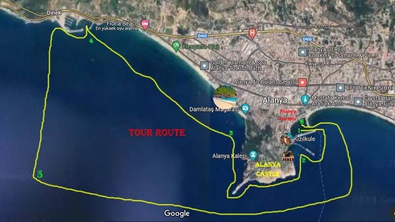alanya yacht charter route