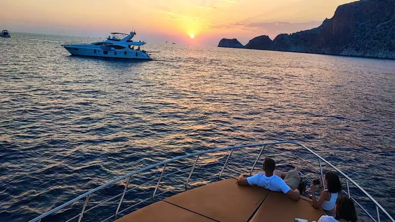 sunset on yacht alanya