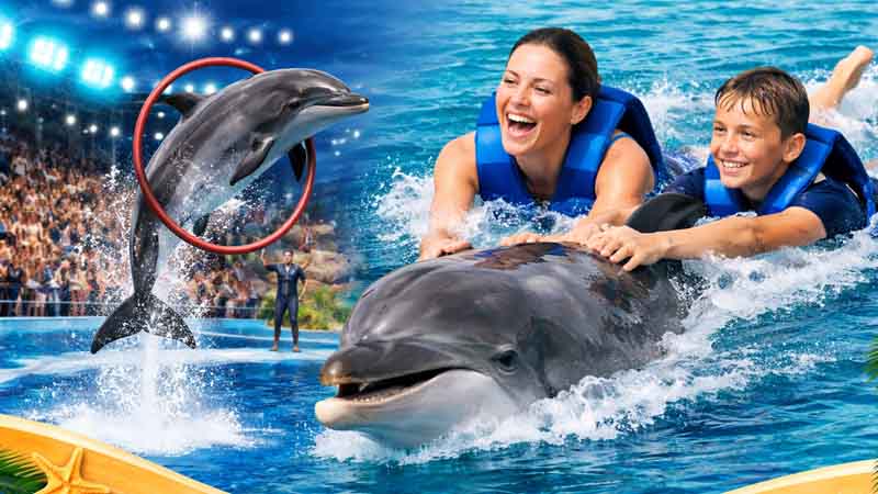dolphin show and swimming with the dolphins
